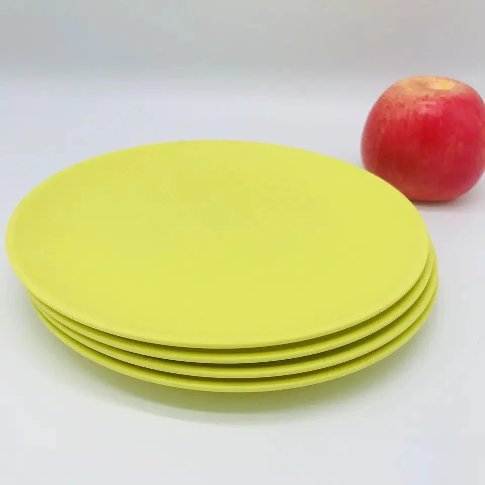Aveco 100% Natural PLA Bamboo Fiber Serving Plate, Dinnerware Set in Set of 12, Small Side Plates for Kids Adults BPA Free