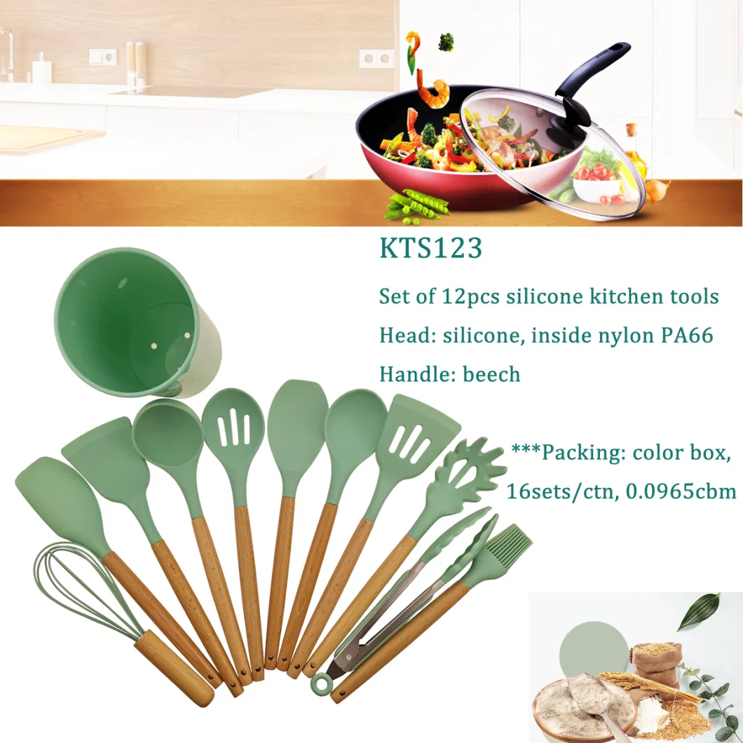 Yangjiang Hot Sell Cookware Kitchen Tools 12 PCS Silicone Nylon Kitchenware