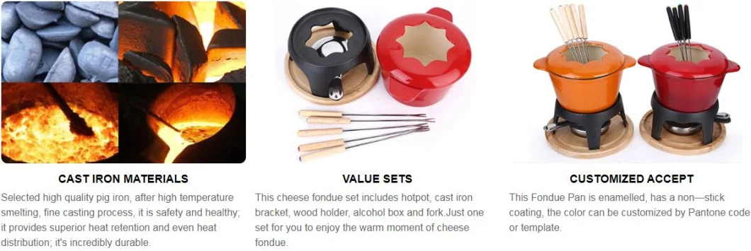 Best Selling Cheese Chocolate Fondue Cast Iron Cookware Cooking Pot Fondue Pot