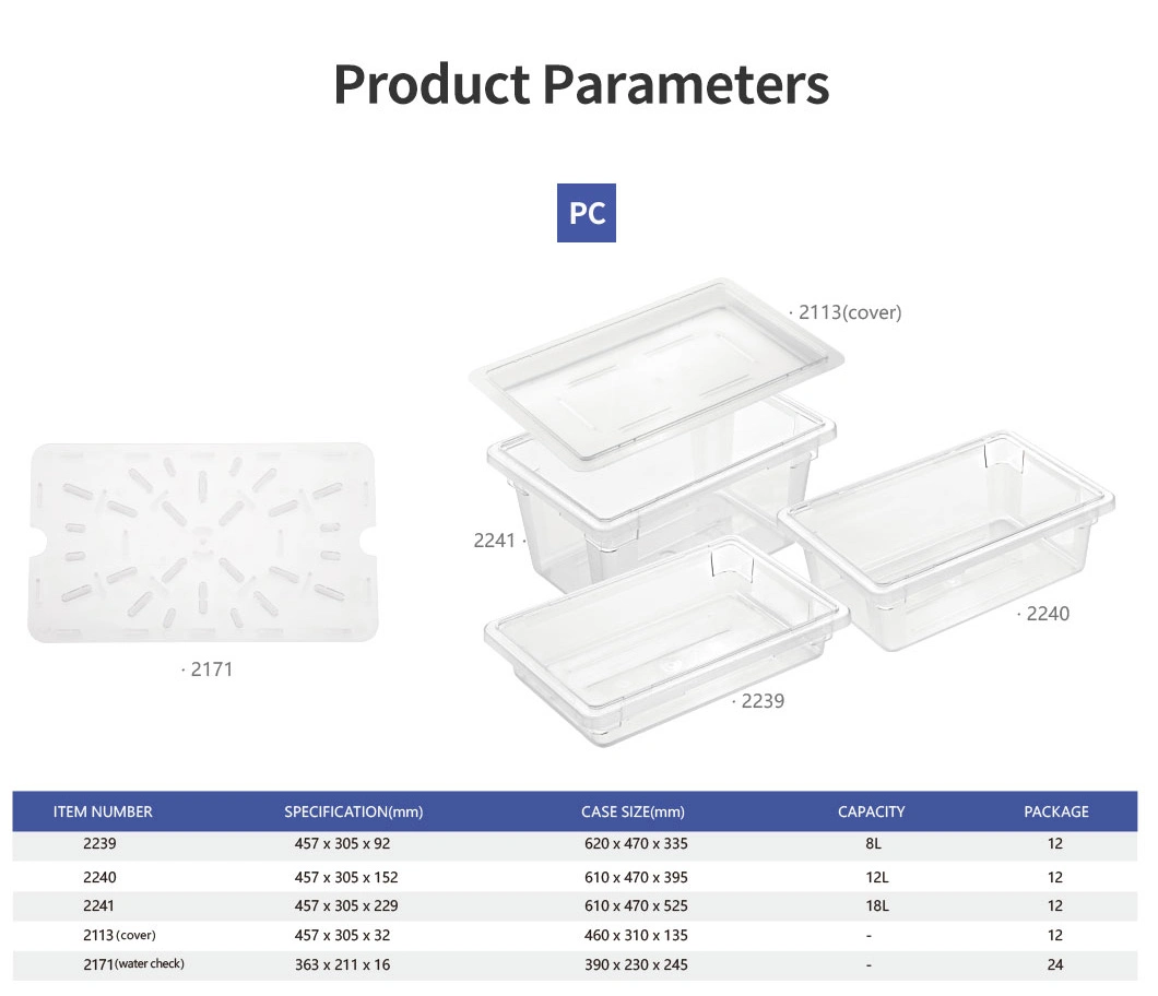 PC Polycarbonate Plastic Box with Lid Food Storage Container