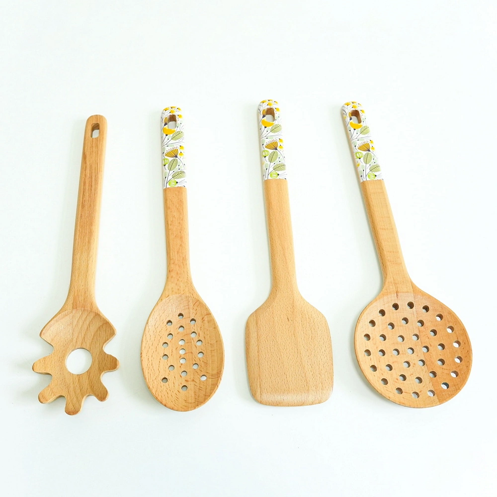 Durable and Reusable Wooden Kitchen Tools Accessories with UV Printing Handle