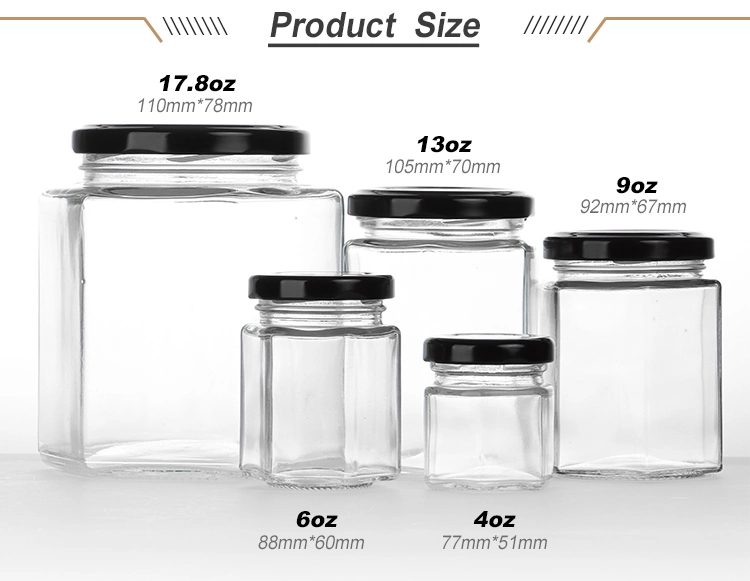 100ml Clear Hexagonal Spice Honey Jar for Chili Spice Jelly