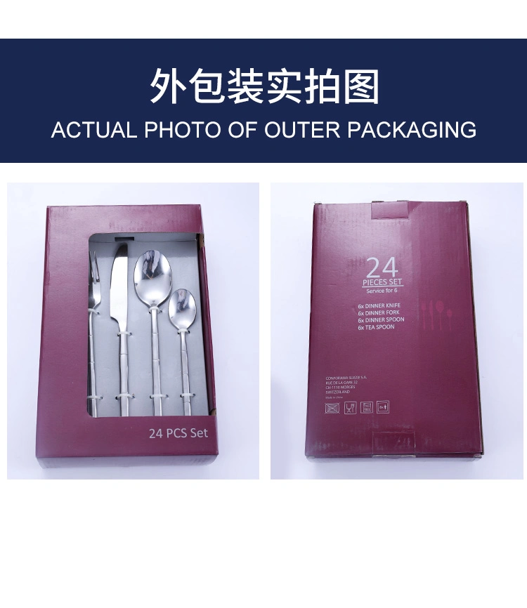 24-Pieces Dinnerware Set Durable Tableware Stainless Steel Cutlery Set with Gift Box