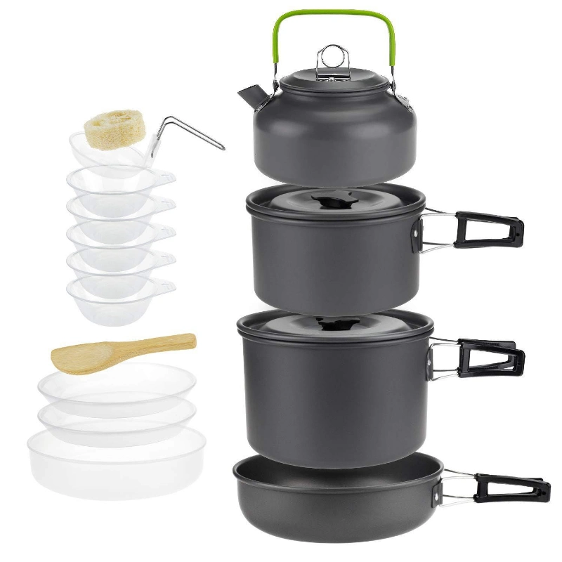 Wholesale Outdoor Kitchen Backpacking Aluminum Camping Pot and Pans Cookware Set