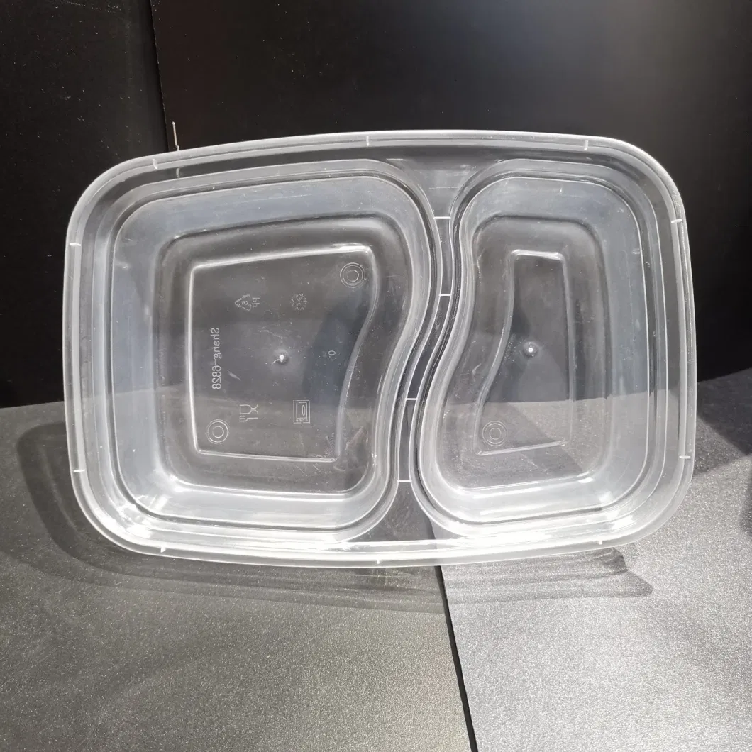 Two Compartments Microwavable Takeaway Plastic Food Container Food Packaging Tableware