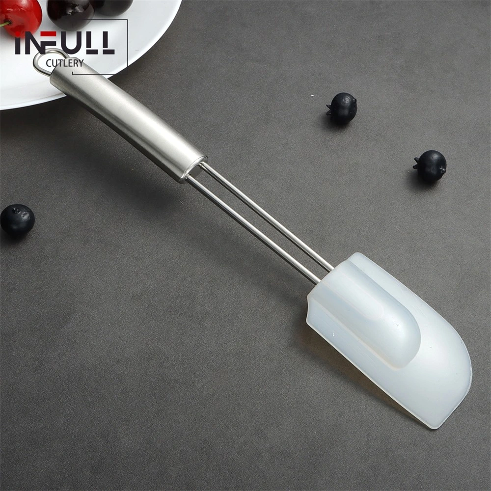 Stainless Steel Handled Heat Resistant Silicone Spatula for Cake Dessert Bread