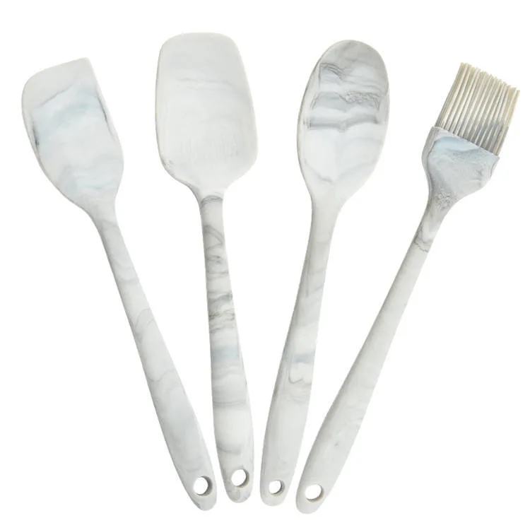 Silicone Baking Spoon Spatula Set with Brush Marbling Basting Kitchen Utensils