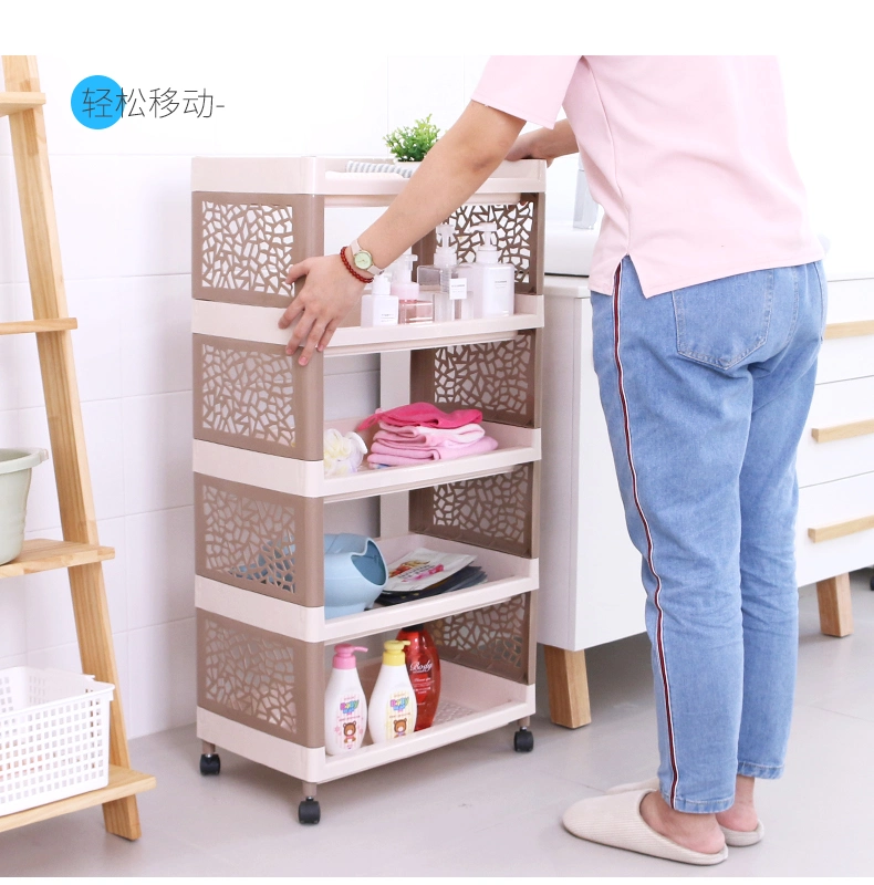 Plastic PP Multi-Layer Convenient Household Kitchen Shelves Organizer Trolley Storage Holder Spice Rack Set Organization