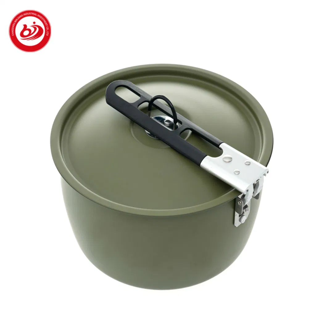 Outdoor Picnic Portable Camping Cooking Pot Pan Portable Camping Cookware Mess Kit 3-4 Person Cooking Kettle Non-Stick Pot Set Aluminium Alloy