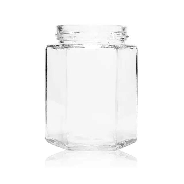 Food Canning Jar 380ml Glass Storage Hexagonal Spice Jar