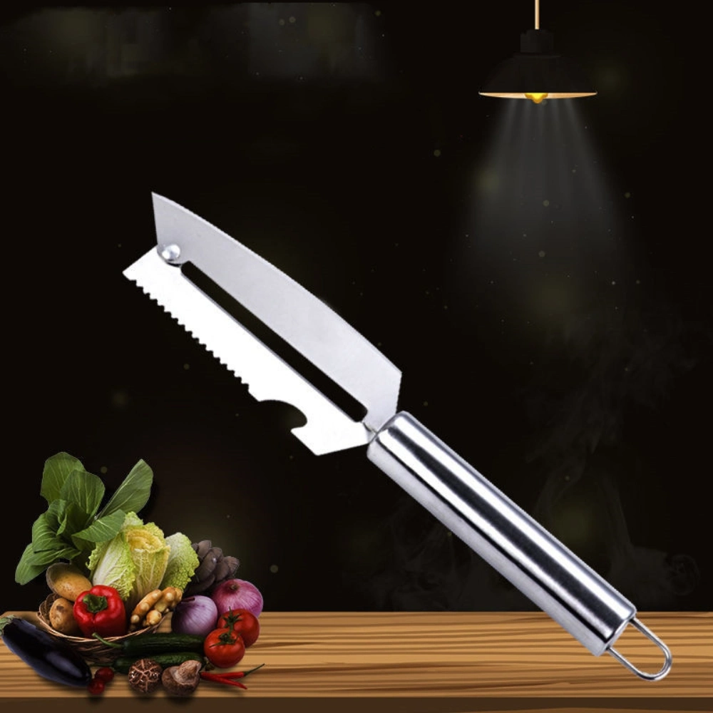 Household Vegetable Cutting Fruit Peeling Knife Scraping Fish Scale Beer Starter Kitchen Tools Kitchen Supplies Multi-Function Stainless Steel Bl23147