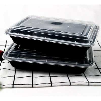  Tavolini in plastica monouso personalizzati lunghezza 218 mm PP rettangolo in plastica nero Scatola con coperchio per fast food