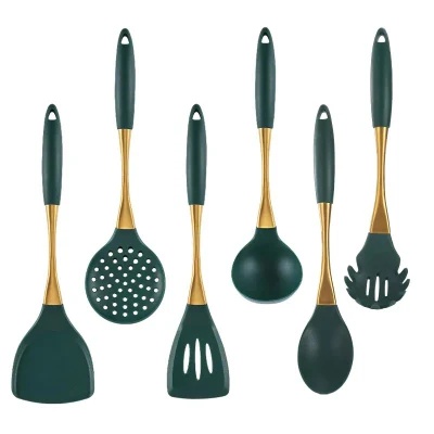  8PZ. All&prime;ingrosso Personalizza Bianco Verde Premium utensili da cucina nylon silicone Utensili da cucina
