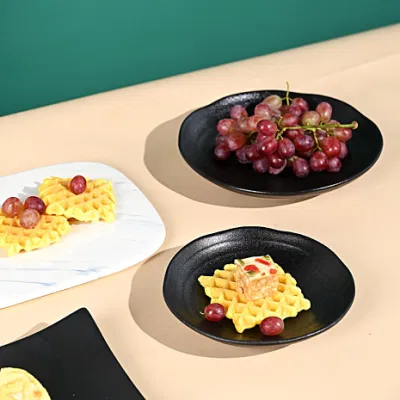  Stoviglie da tavolo di alta qualità Bulk Matte irregolare Nero 8 Piatti da cena in ceramica da pollici