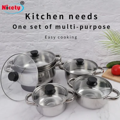 Cina Commercio all&prime;ingrosso utensili da cucina pentola Set cena Pan utensili da cucina Recipiente di cottura in acciaio inox