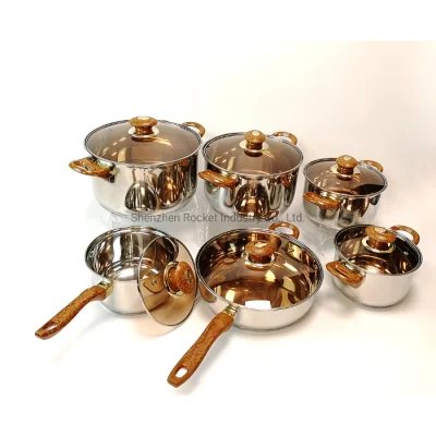  Pentola da cucina vetro utensili da cucina cuoco Ware manico in legno Belly Set di utensili sagomati