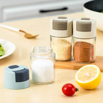  Sistema di stampa creativo trasparente all&prime;ingrosso 100 ml vetro sale controllato per la salute Bottiglia cucina sigillata impermeabile dosaggio quantitativo Condimenti vaso spezie