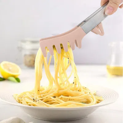  Resistenza al calore 9/12 pollici manico in acciaio inox utensili da cucina Set clip per alimenti in silicone