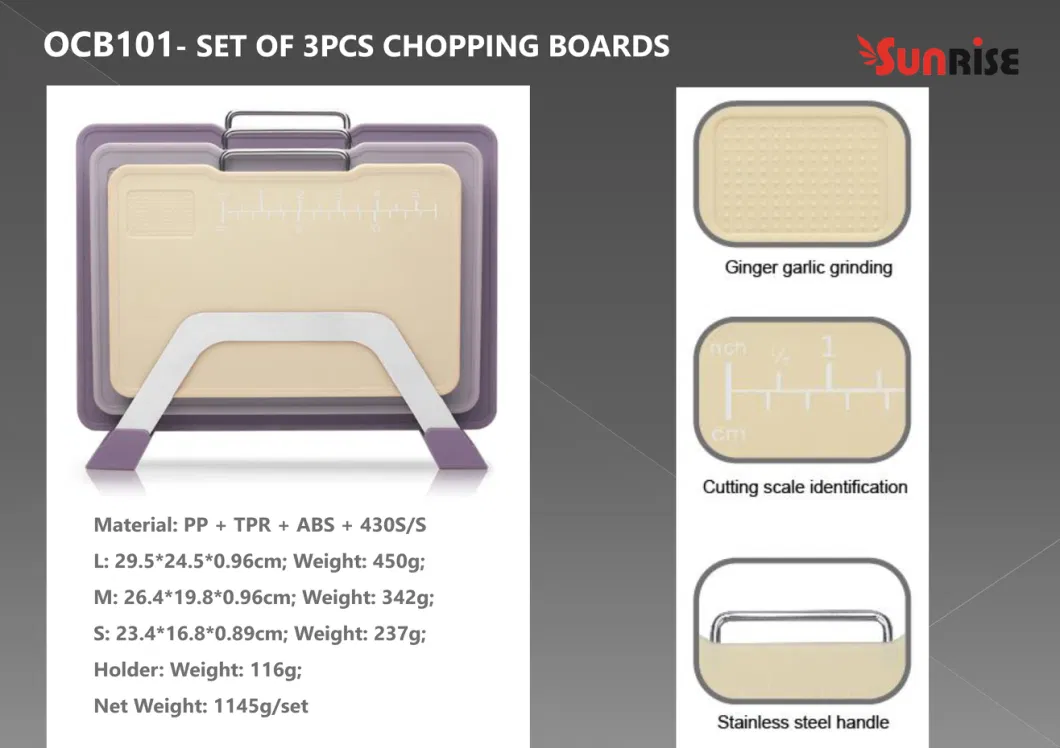 New Arrival 3PCS Classified Plastic Cutting Board Set Tools Gadget Kitchenware Kitchen Utensils