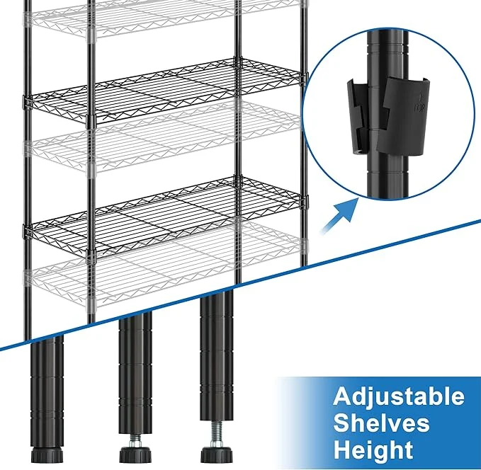 Kitchen Food Storage Heavy Duty Wire Shelving Unit Shelves Storage Rack Metal Trolley