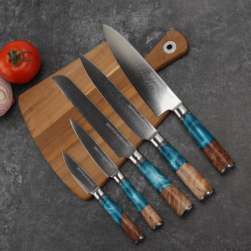 Hip-Home 6PCS Knife Block Set Messer Set Damascus Knife Kitchen Knife Set