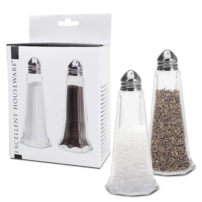 Unique Pepper Salt Storage Small Glass Spice Jar with Stainless Steel Lids