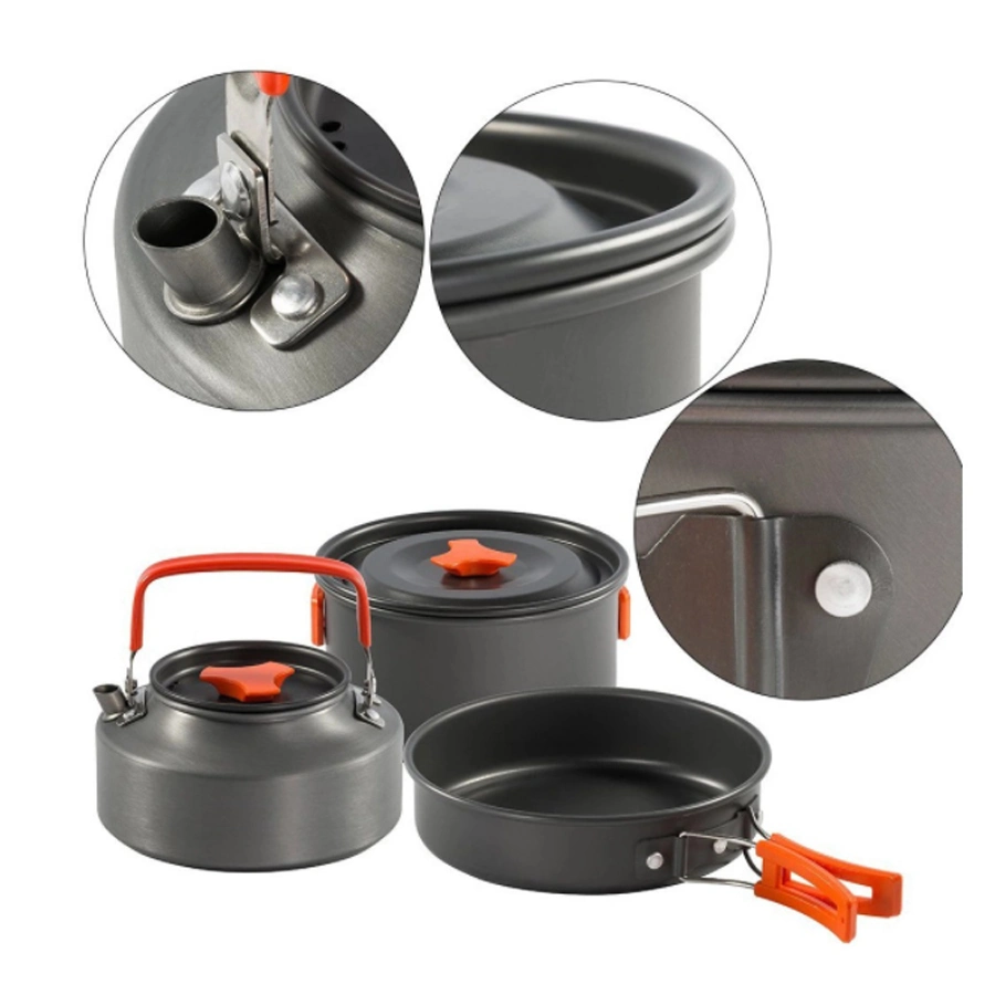 Outdoor Camping Cookware Set Aluminum Non-Stick Cooking Pot Cookware Set