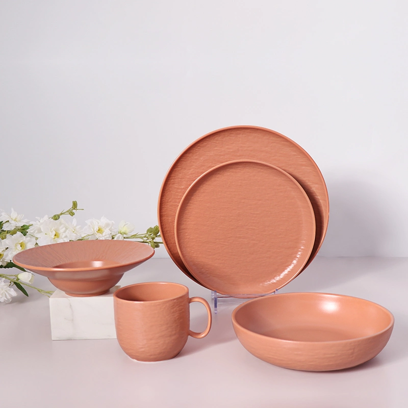 Light Chinaware Earth Tone Dinnerware Set Simply Orange Stoneware Porcelain Christmas Crockery