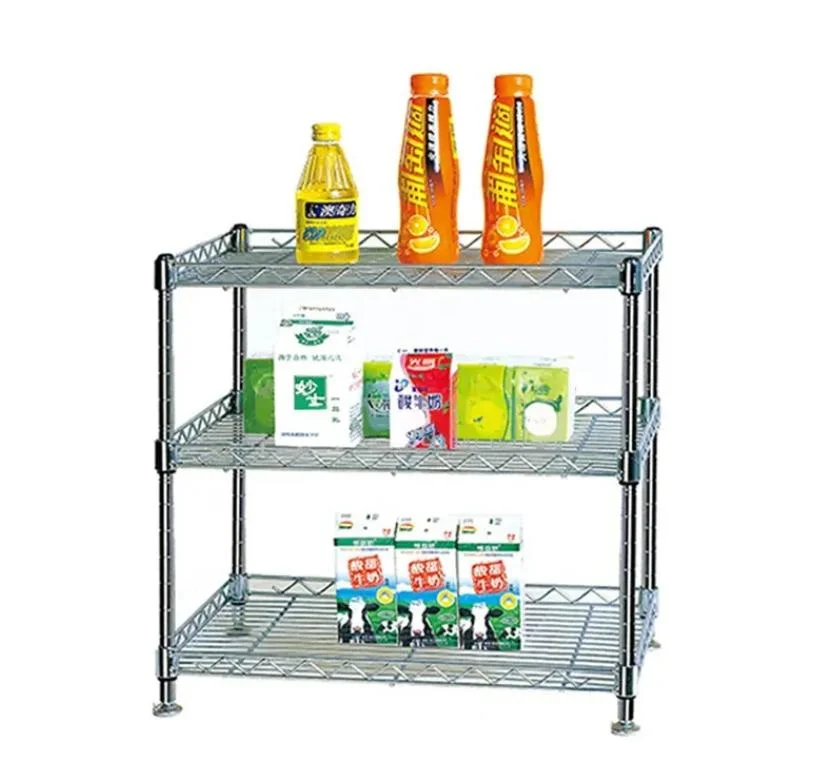 Metal Wire Shelving Chrome Trolley Rack Adjustable for Kitchen Storage Shelving