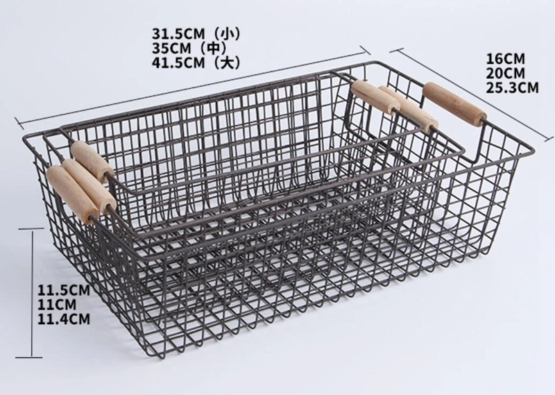 Metal Storage Basket with Handle for Closet Food Organizer