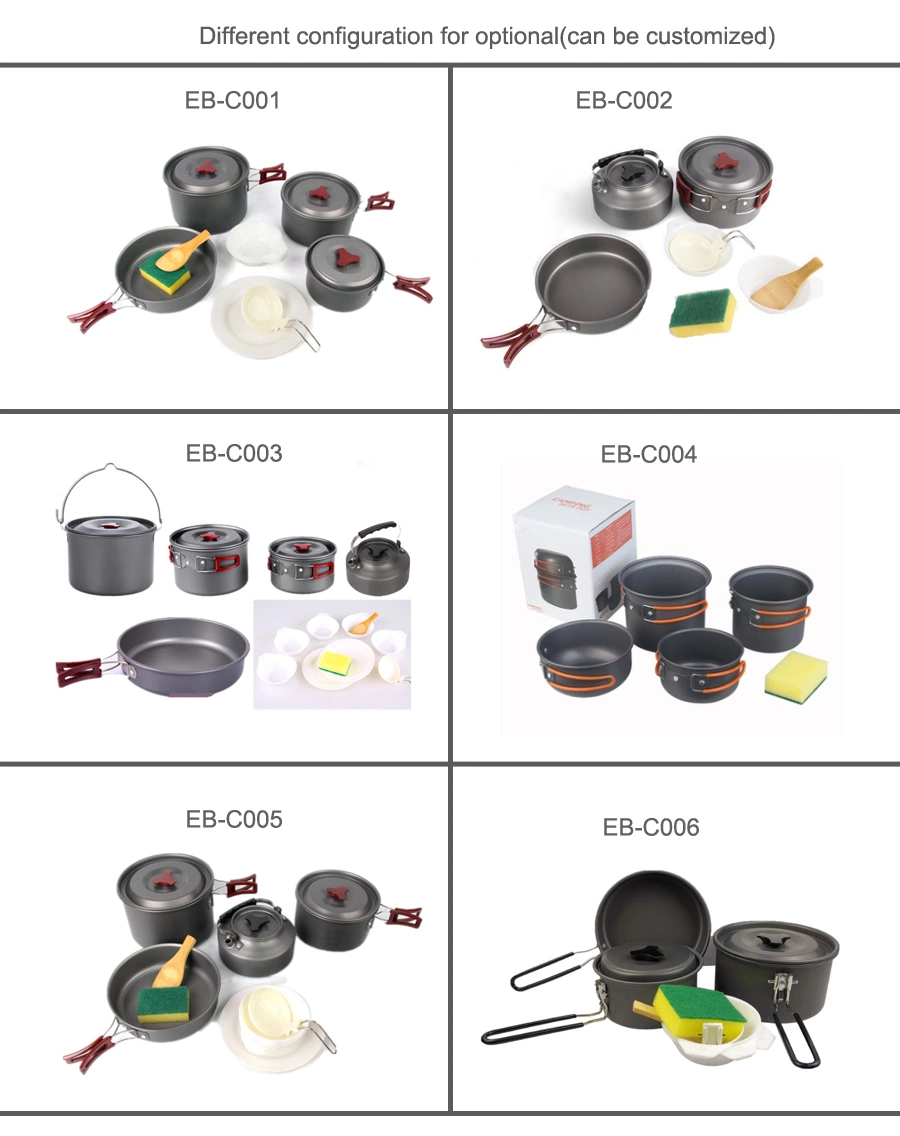 Outdoor Camping Cookware Set Aluminum Non-Stick Cooking Pot Cookware Set