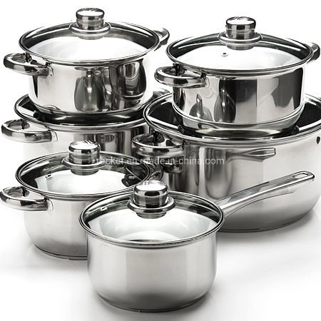 Wholesale 12 PCS Non-Stick Cooking Pots Stainless Steel Kitchen Ware Cookware Sets