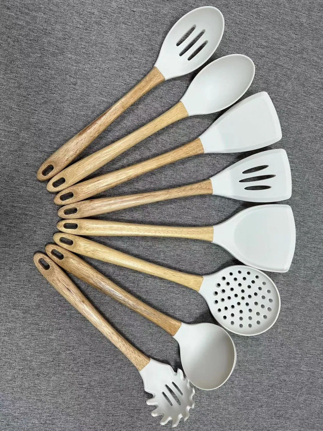 Eco Friendly Non-Stick Wooden Handle Silicone Kitchen Gadgets Cooking Utensils