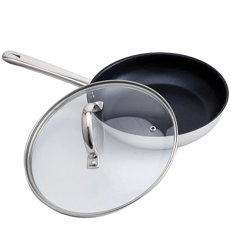 24cm/9.5 Inch Non-Stick Frying Pan with Lid Stainless Steel Cookware High-Quality Kitchen Cook Pot Factory Wholesale