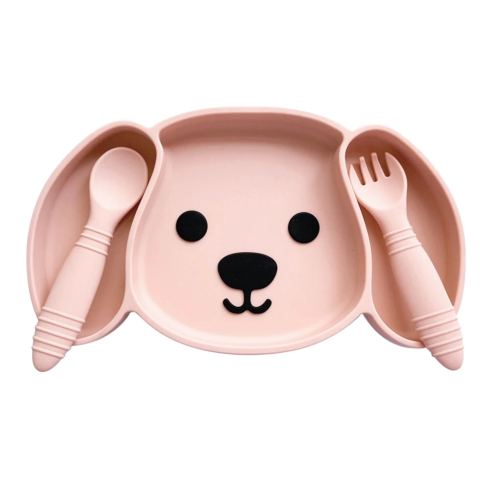 Hot Sale Children Dinner Feeding Cutlery Sets Baby Bibs Suction Bowl Plate Complete Silicone Tableware Weaning Set for Babies