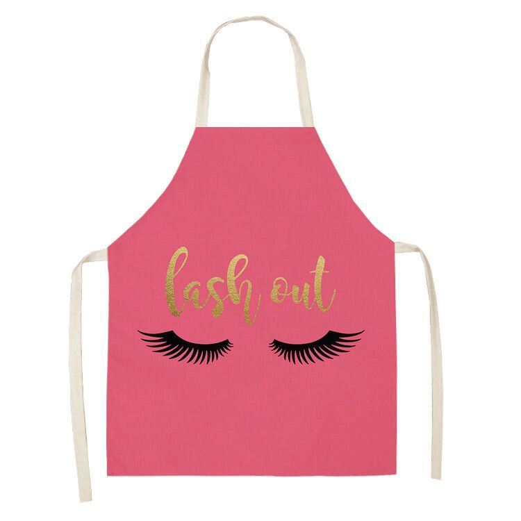 Lashes Printed Design Linen Apron Wholesale Bib Apron Apron_Kitchen for Cleaning Kitchen