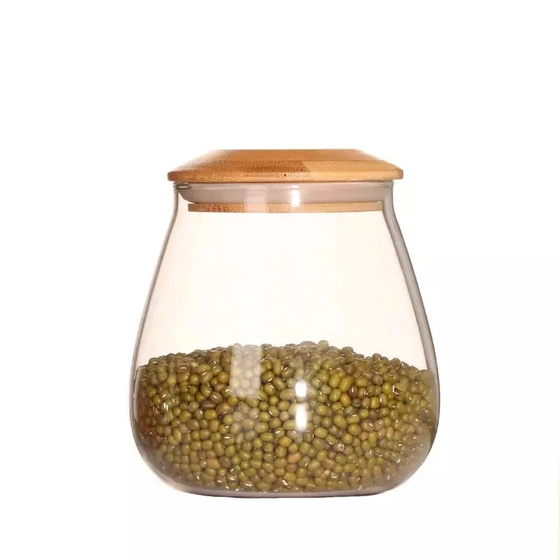 Eco-Friendly Handmade Customized Glass Jar for Food Storage with Bamboo Lids