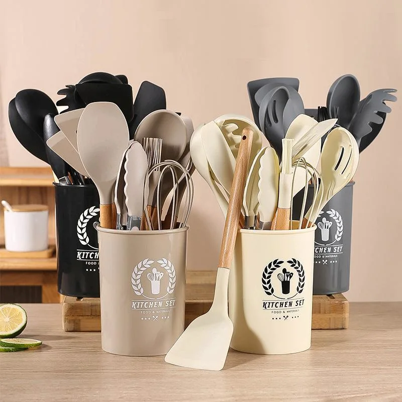 Silicone 12 in 1 Kitchen Gadgets Home Cooking Accessories Full Set Baking Utensils Tool with Holder