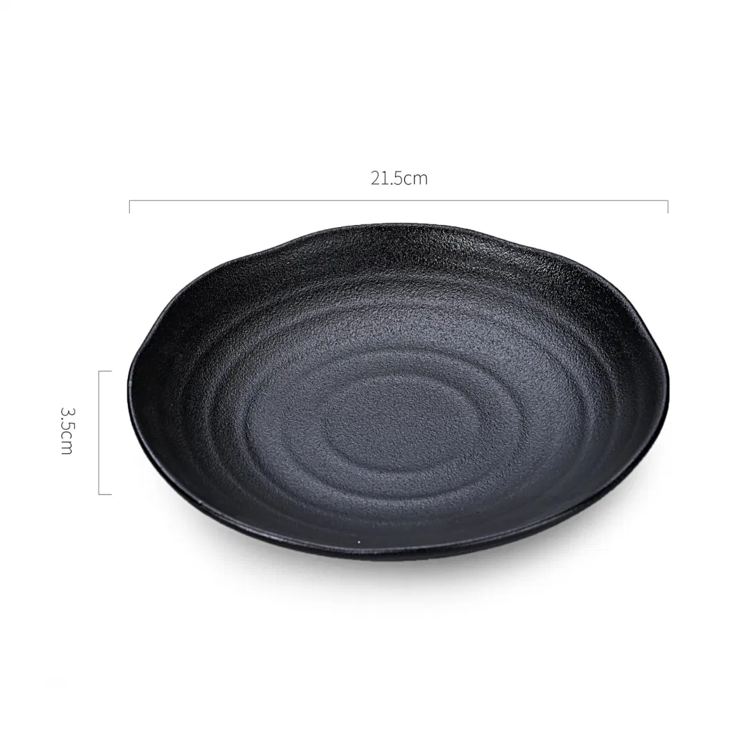High Quality Crockery Tableware Cheap Bulk Matte Irregular Black 8 Inch Ceramic Dinner Plates