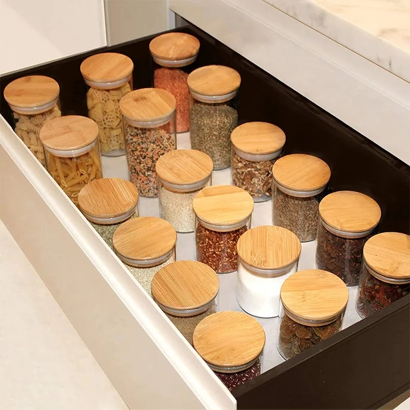 High Borosilicate Storage Empty Food Spice Wide Mouth Jar with Acacia Wood Lid