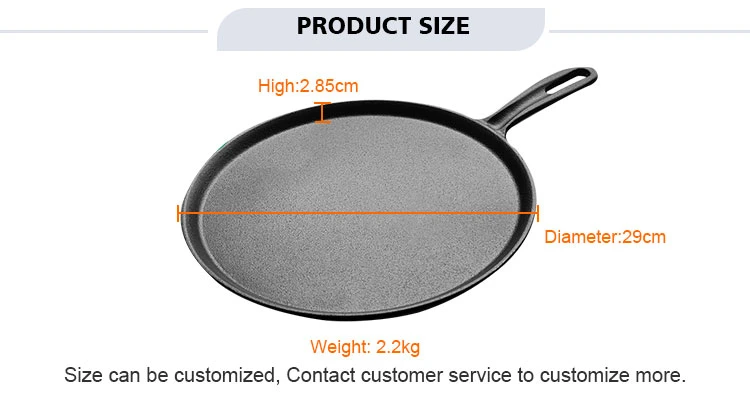 Fast Delivery Pre-Seasoned Custom Round Cast Iron Skillet Frying Pan for Pancakes