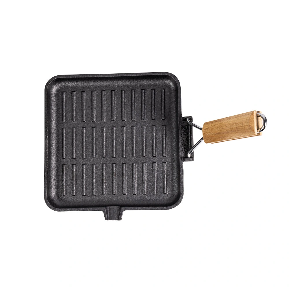 Foldable Handle Single Spout Cast Iron Cookware Cast Iron Frying Pan