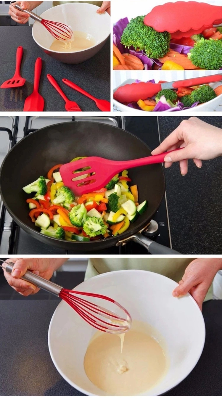 High Quality Colorful Silicone Kitchen Utensils Nonstick Cookware 10PCS Silicone Kitchen Tool with Colour Box