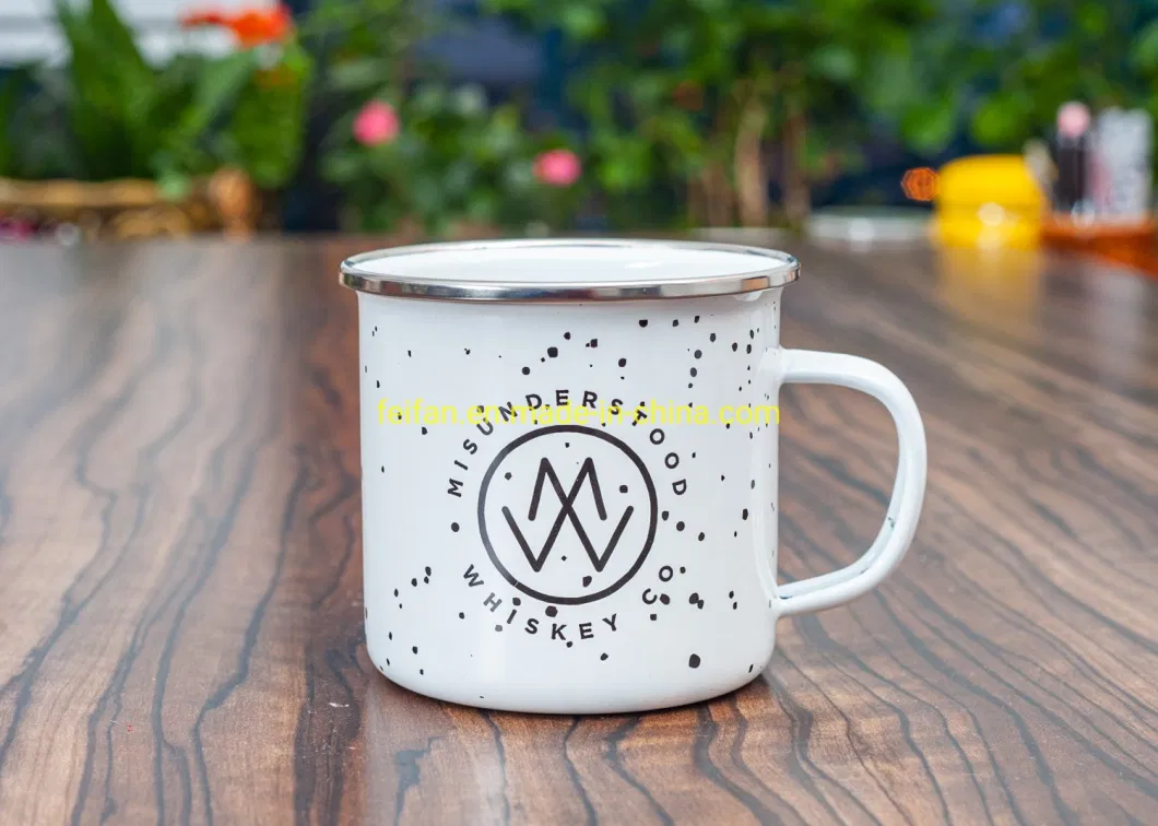 Stainless Rim Enamel Mug/Cup with Full Black Dots