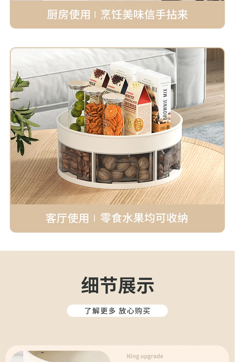 2 Layer Round Rotating Kitchen Spice Organizer Multi Functional Rotating Storage Rack for Kitchen Living Room Bathroom