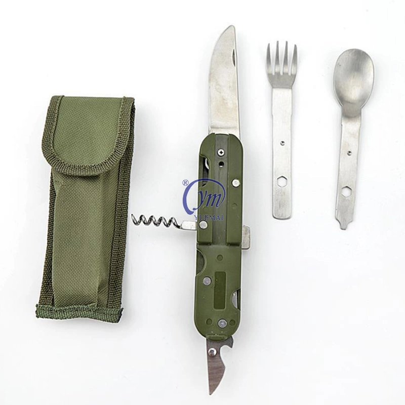 Portable 5-in-1detachable Folding Outdoor Camping Tableware Set Stainless Steel Travel Knife and Forks