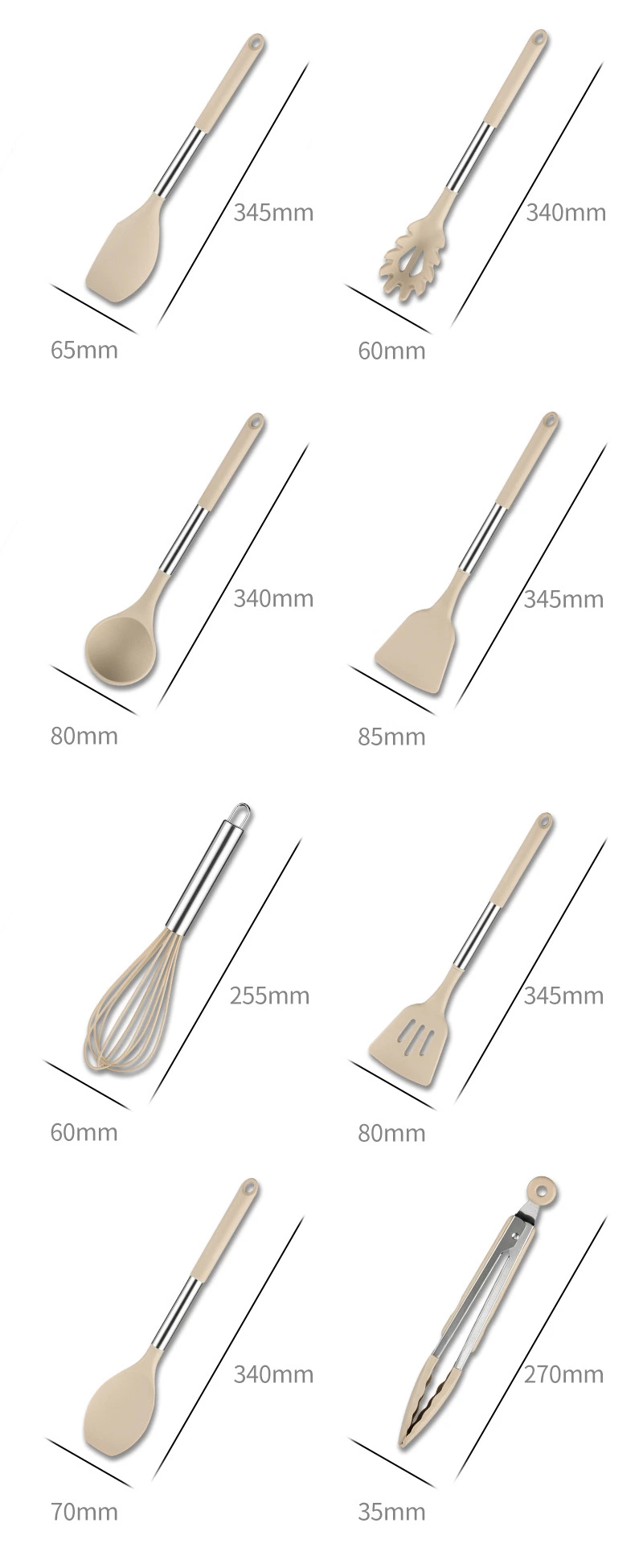 9PCS/11PCS Silicone Cooking Sets Stainless Steel Handle Kitchen Utensils Set