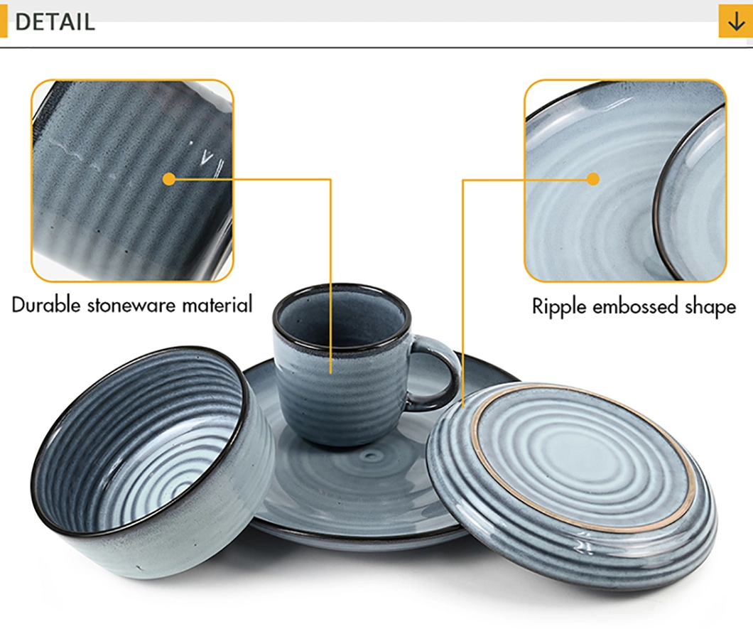 Low Price Embossed Reactive Dinner Set Crockery