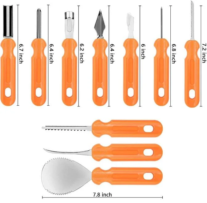 Halloween Kitchen Gadgets Stainless Steel 10 PCS Pumpkin Carving Kit