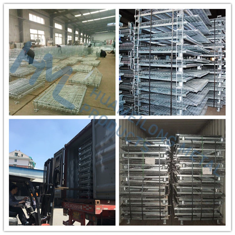 Welded Galvanized Collapsible Stackable Storage Heavy Duty Portable Shipping Steel Wire Mesh Cage Containers